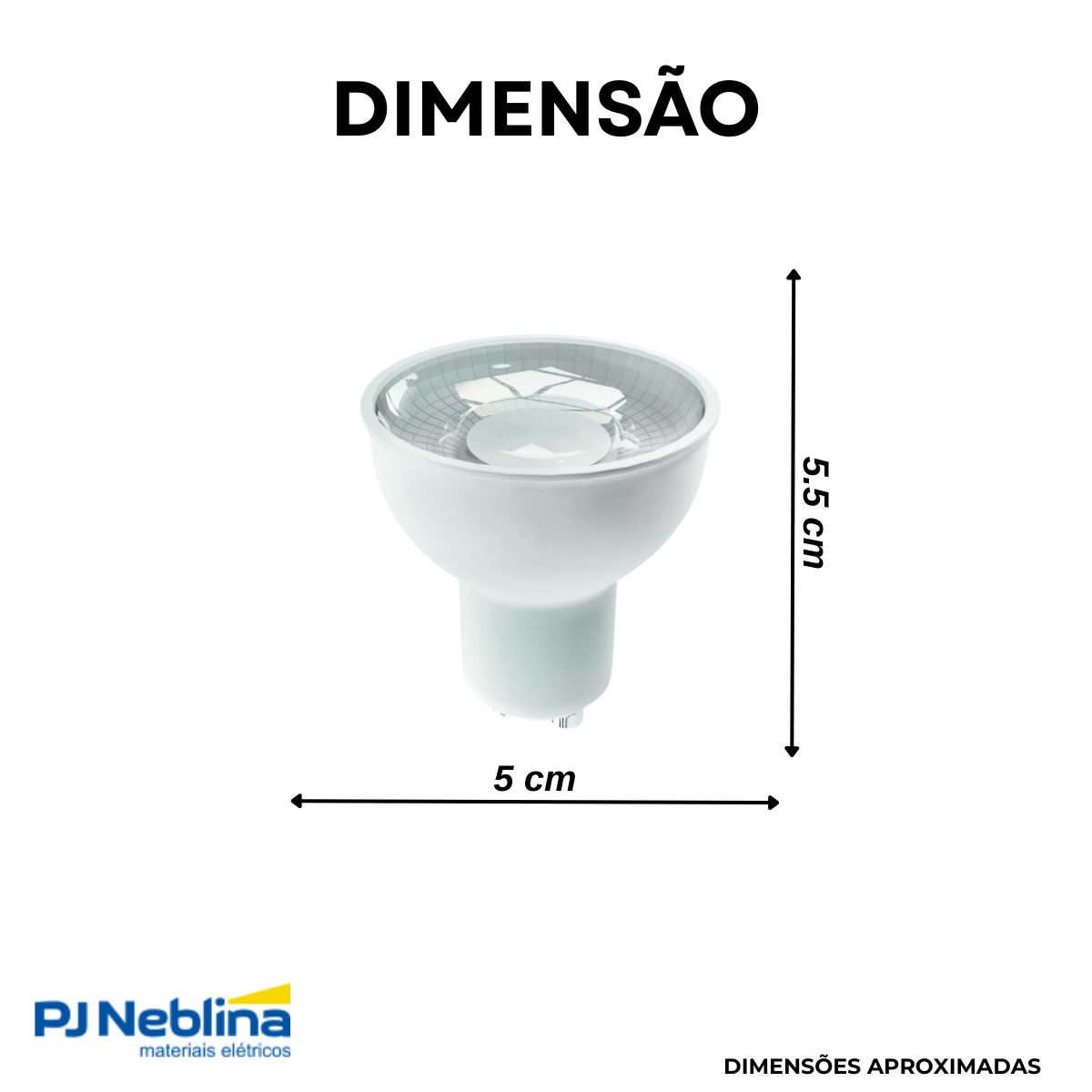 Lâmpada Led Dicroica 8W 220V Gu10 2700K Branco Neutro Luz Amarela 525Lm 38G Dimerizavel - Luminatti
