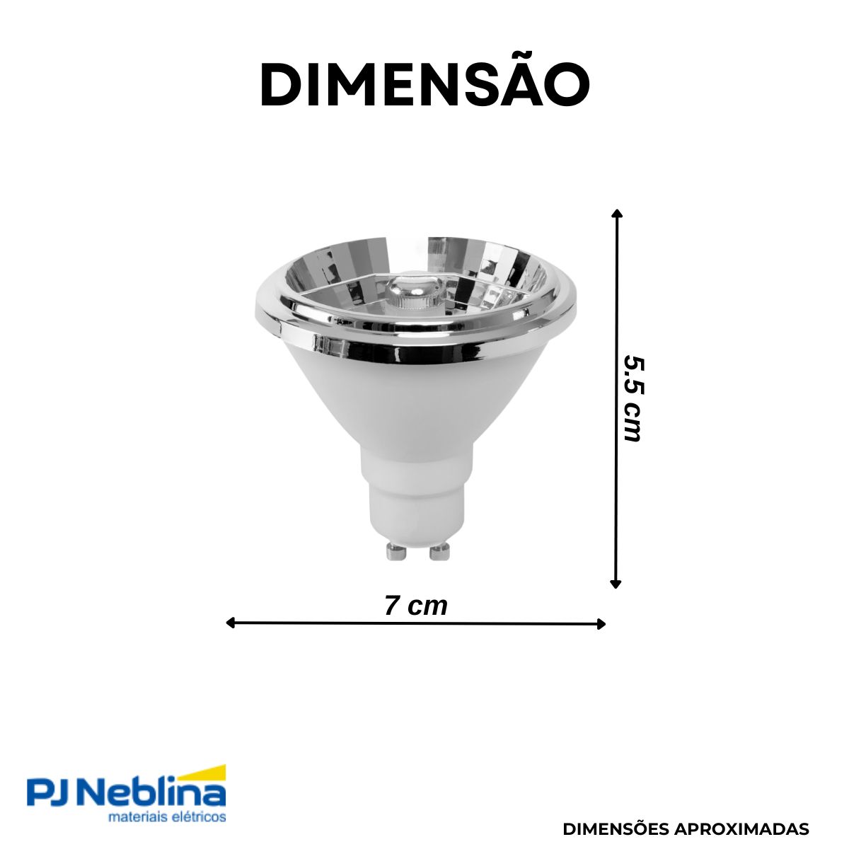 Lâmpada Led Ar70 4,8W Bivolt Gu10 2700K Branco Quente Luz Amarela 300Lm 12G Dimerizavel - Luminatti