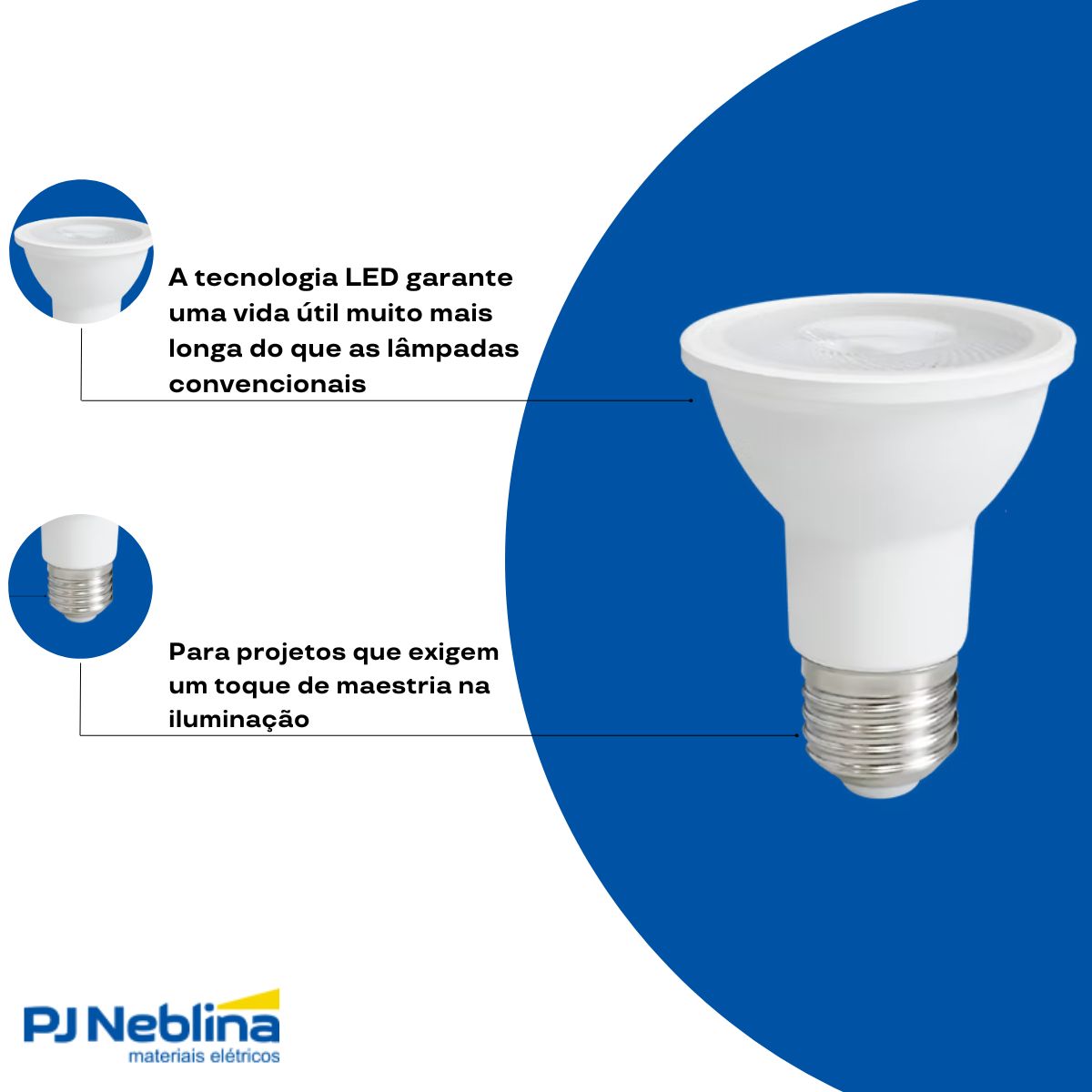 Lâmpada Led Dicroica Par20 7W Bivolt E27 2700K Branco Quente Luz Amarela 525Lm 38G Dimerizavel