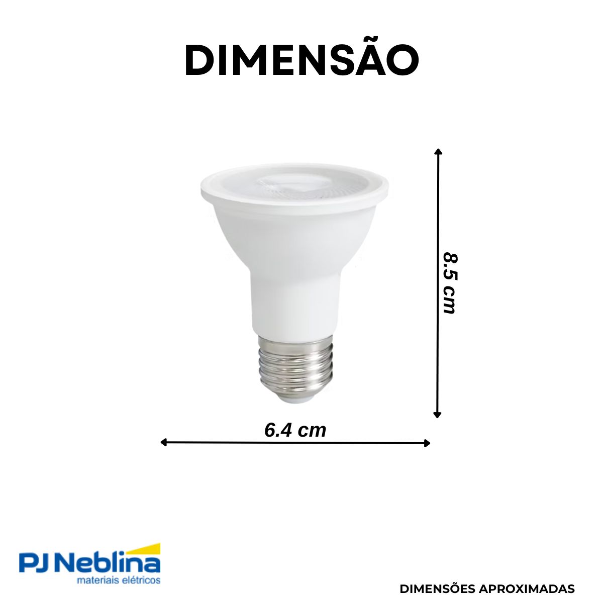 Lâmpada Led Dicroica Par20 7W Bivolt E27 2700K Branco Quente Luz Amarela 525Lm 38G Dimerizavel