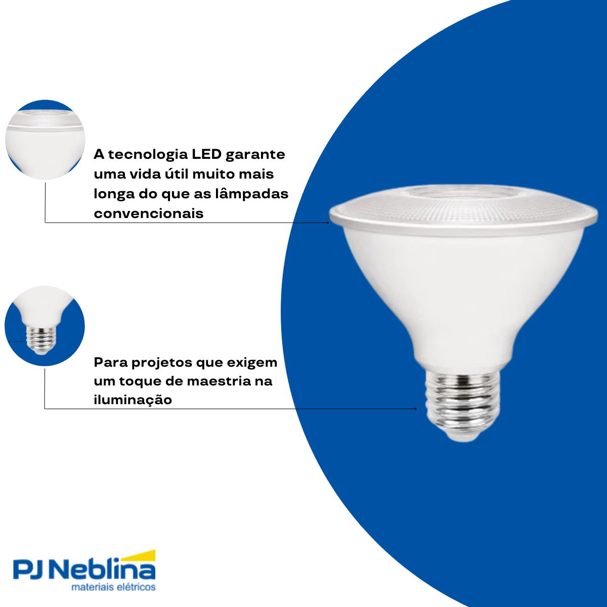 Lâmpada Led Dicroica Par30 9,8W Bivolt E27 2700K Branco Quente Luz Amarela 700Lm 36G Dimerizavel - Luminatti