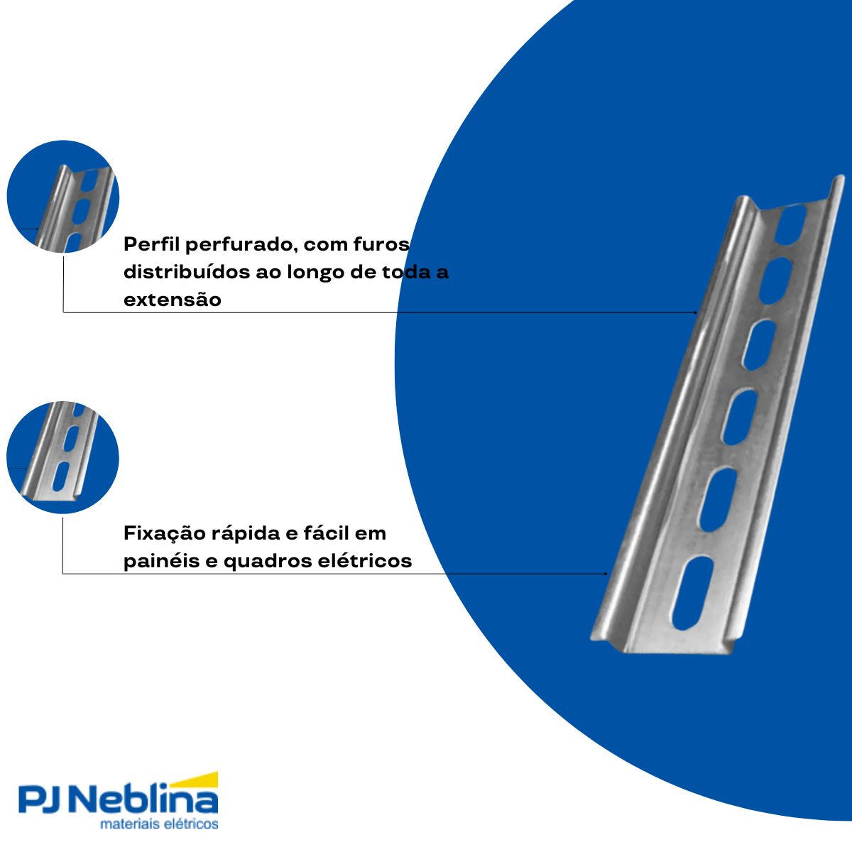 Trilho Fixacao Din Perfurado Ts-35 2000mm Aco Zincado