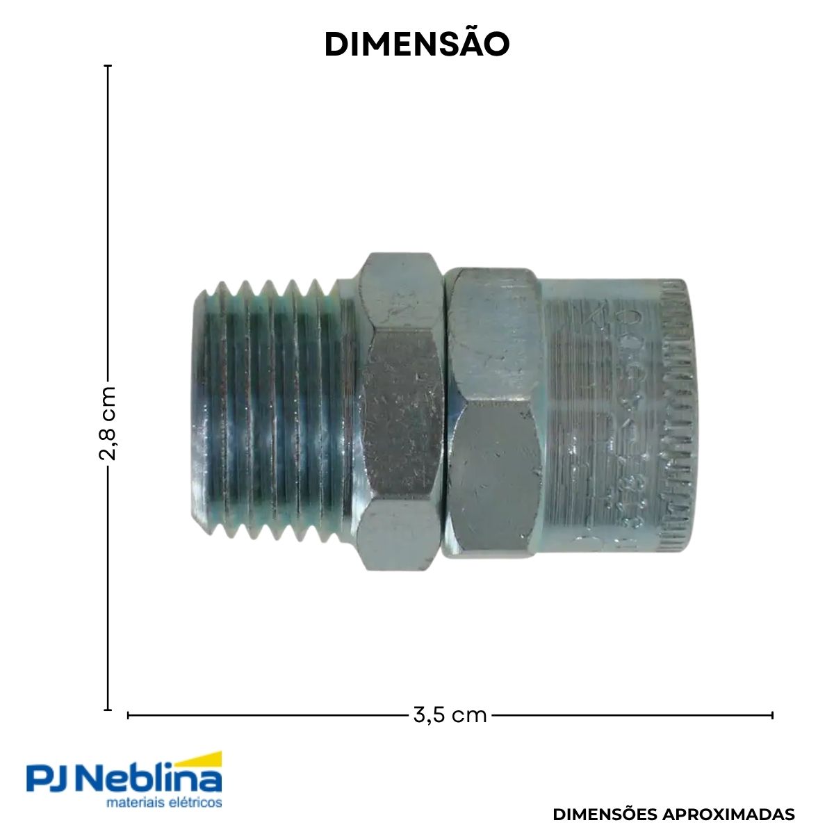 Conector Eletroduto Macho Zamak Zincado 1/2 Bsp Reto Giratório - Ekoflex
