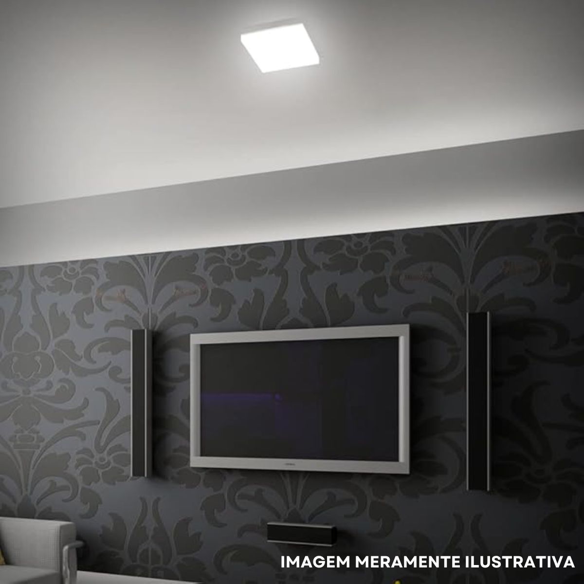 Luminária Painel Led Sobrepor Quadrado Branco 24W Bivolt 4000K Branco Neutro 2400Lm - Bronzearte
