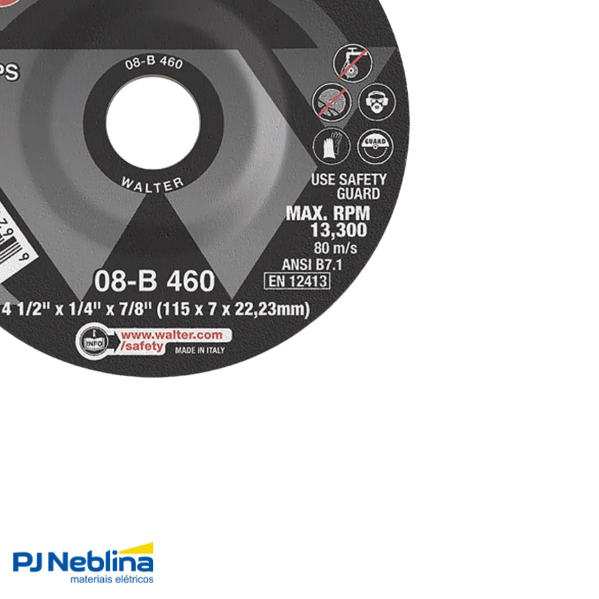 Disco Desbaste Hp 4.1/2 115Mm 7/8 G24 13300Rpm Metal/Aço Inox - Walter