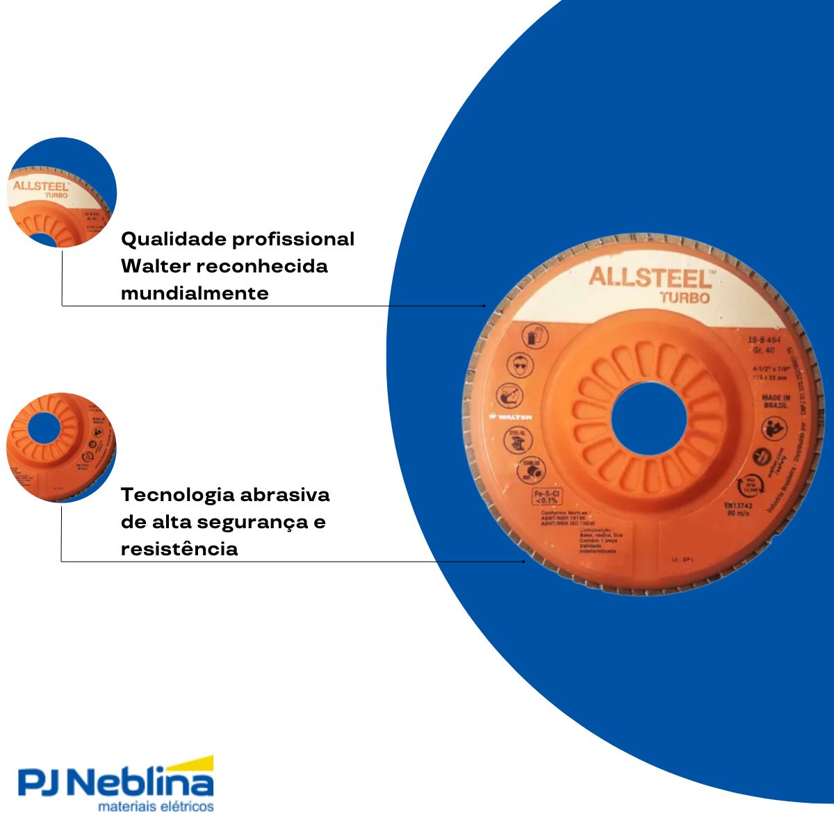 Disco Desbaste Flap Allsteel Turbo 4.1/2 7/8 G80 13300Rpm Metal/Aço Inox - Walter