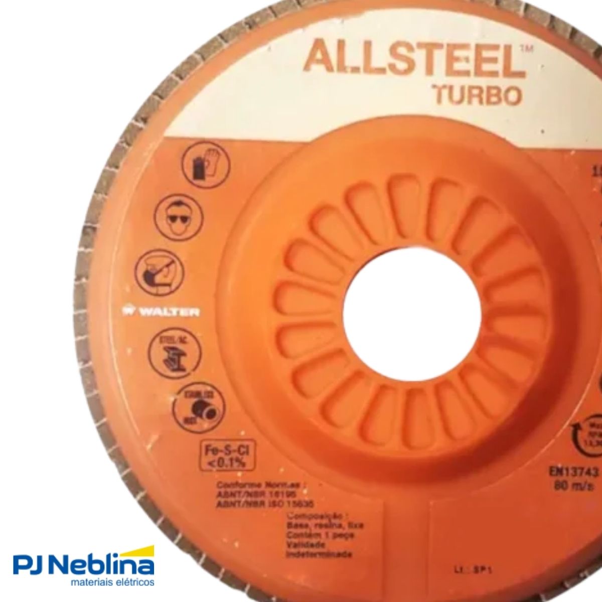 Disco Desbaste Flap Allsteel Turbo 4.1/2 7/8 G40 13300Rpm Metal/Aço Inox - Walter