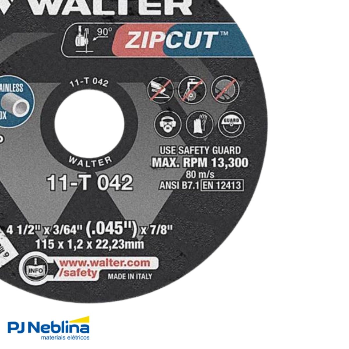 Disco Corte Zipcut 41/2X7/8 3/64 1 mm - Walter