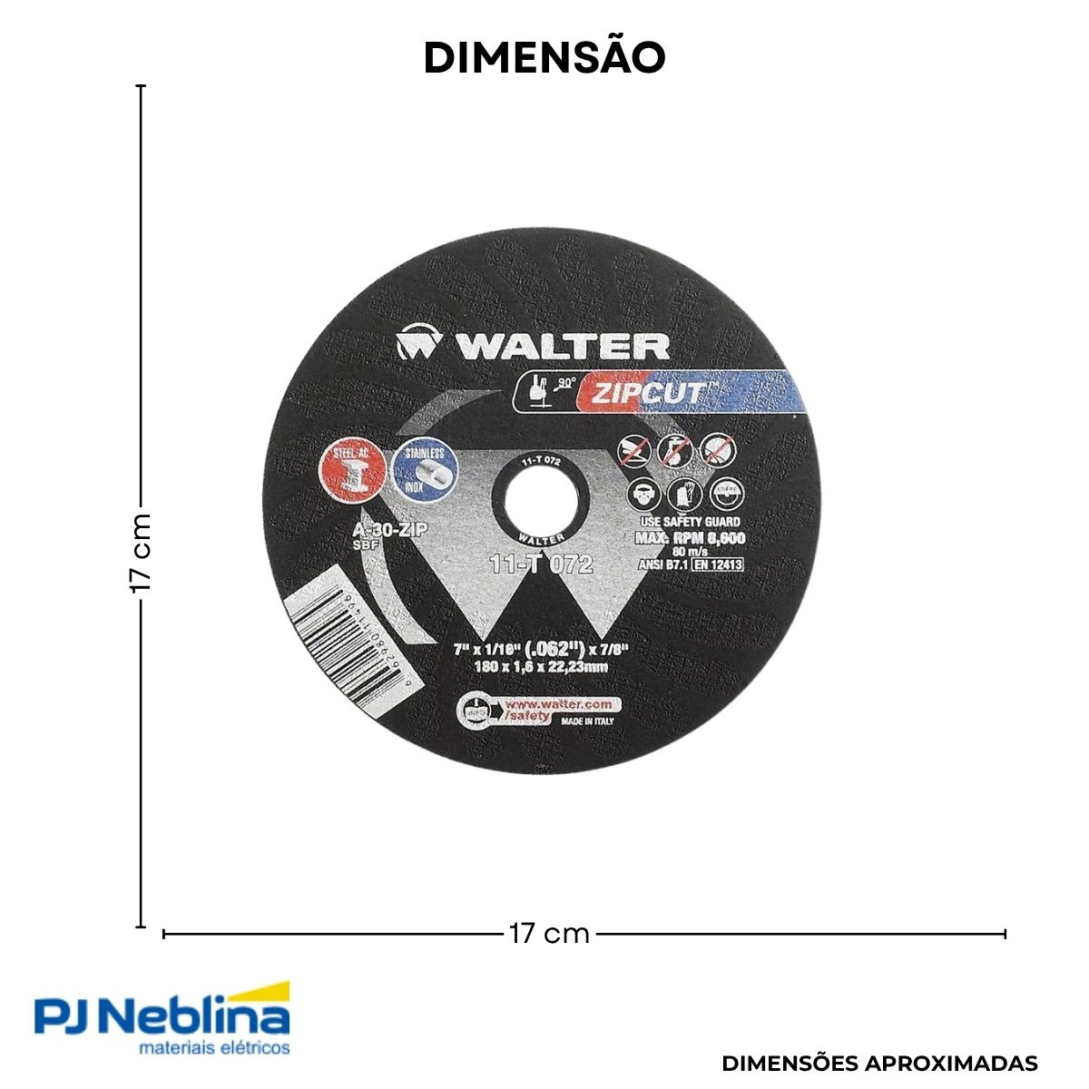 Disco Corte Zipcut 7Polx7/8 1/16 - Walter