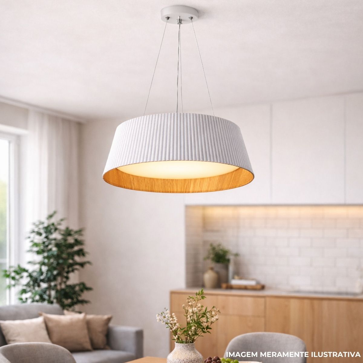 Luminária Pendente Led Sobrepor Ottawa Branco/Cereja 36W Bivolt 3000K/4000K/6000K Multicolor 2900Lm - Hevvy