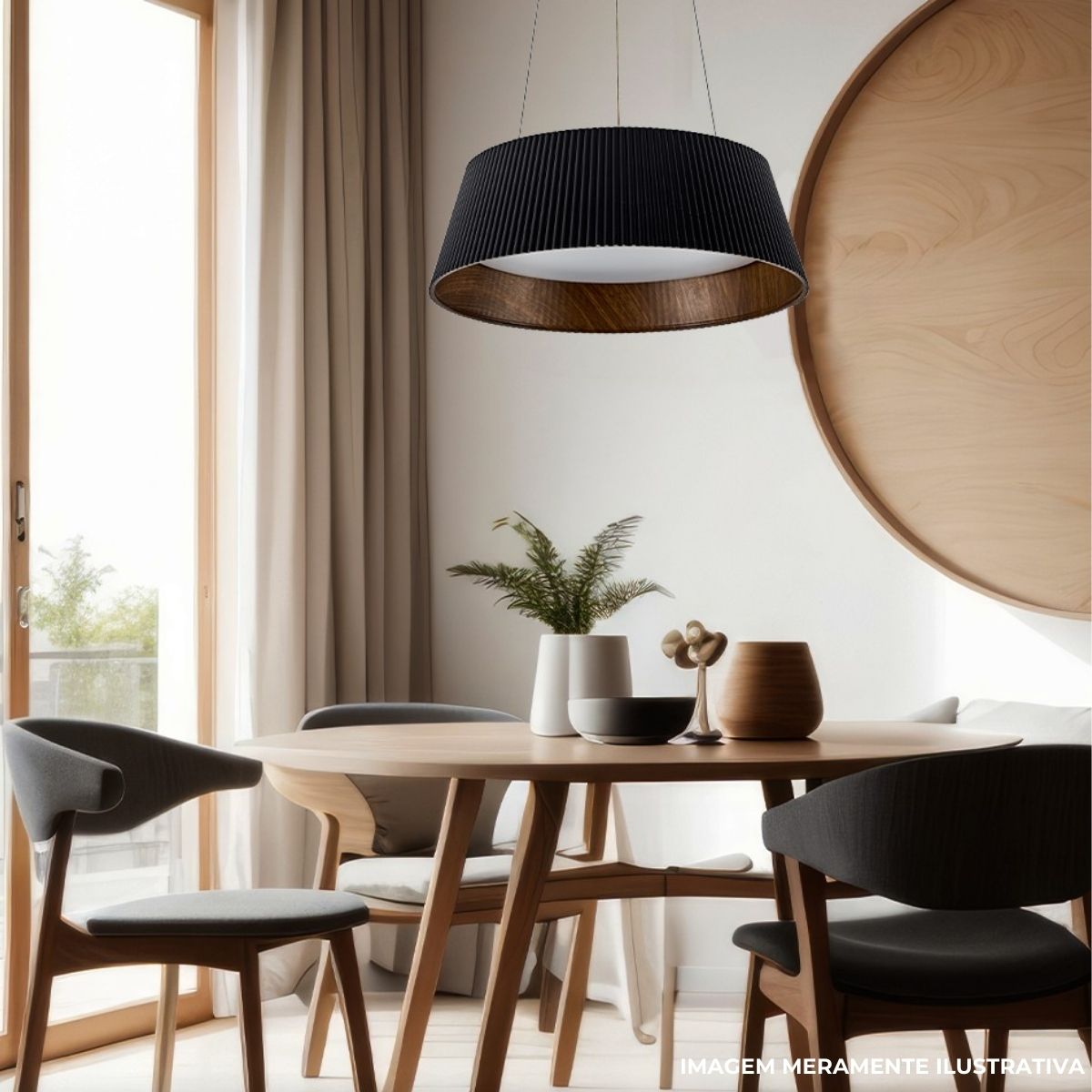 Luminária Pendente Led Ottawa Preto 36W Bivolt 3000K/4000K/6000K Multicolor 2900Lm - Hevvy