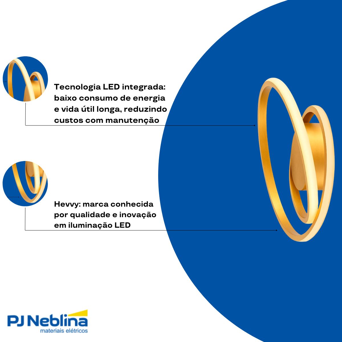 Luminaria Plafon Led Sobrepor Horizon Circle Dourado 30w Biv