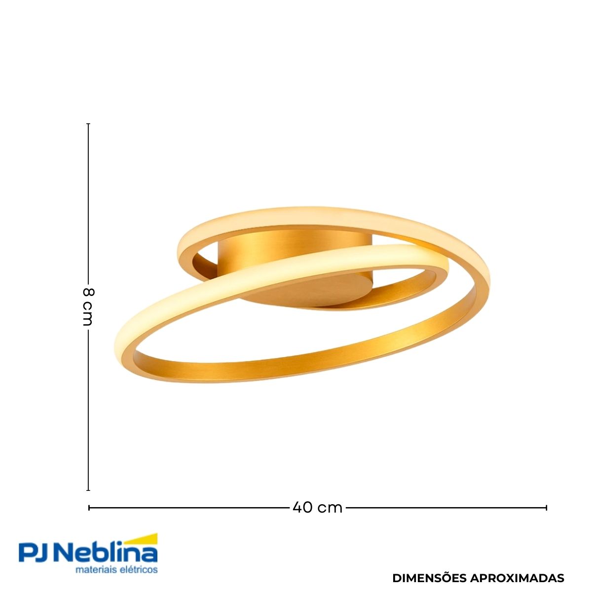 Luminaria Plafon Led Sobrepor Horizon Circle Dourado 30w Biv