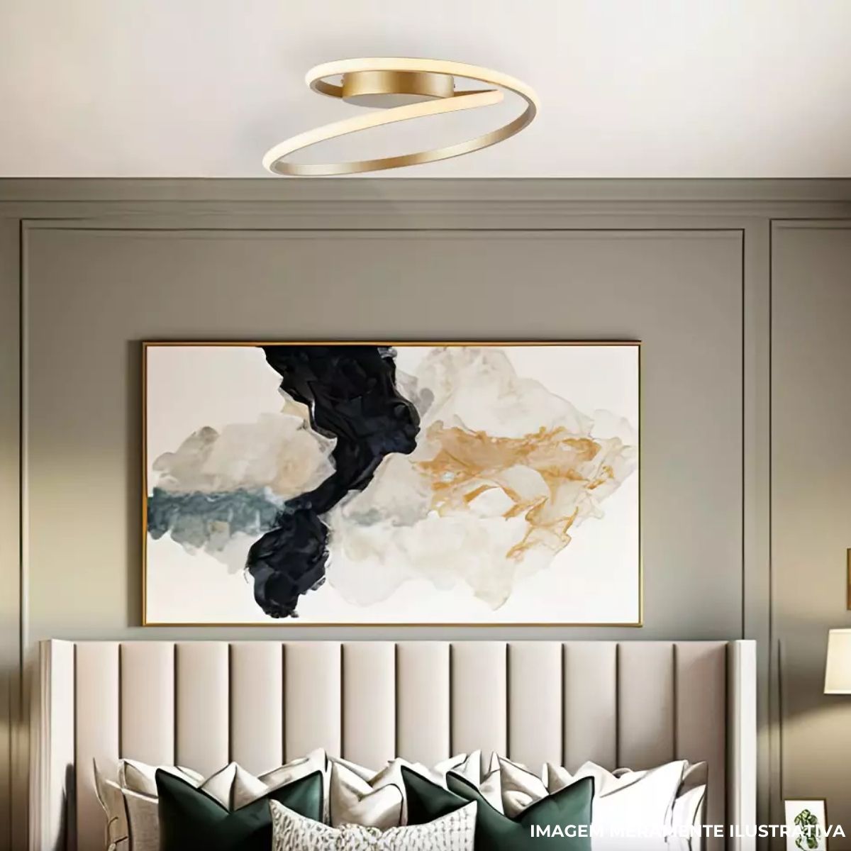 Luminaria Plafon Led Sobrepor Horizon Circle Dourado 30w Biv