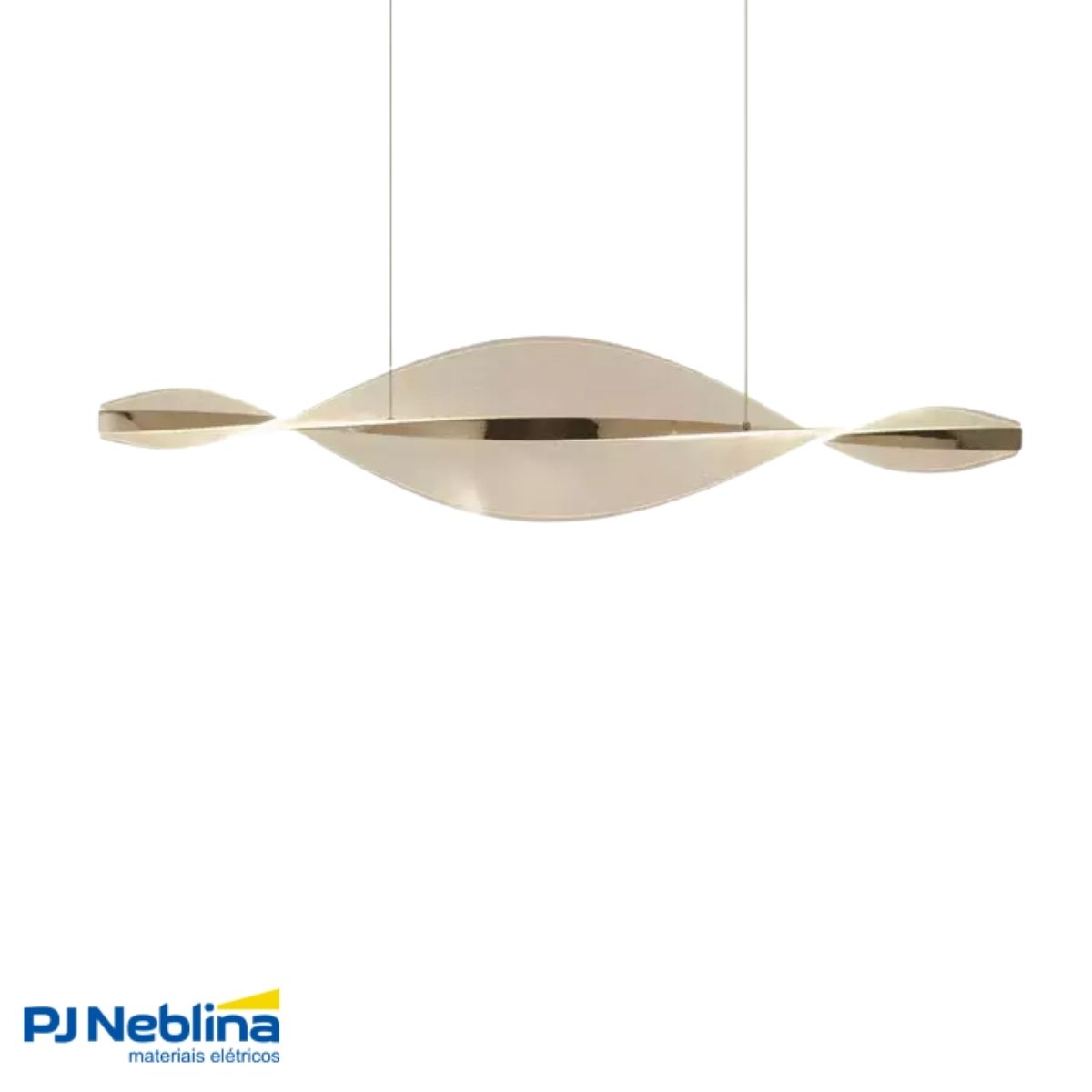 Luminária Pendente Led Sobrepor Horizontal Leaf Dourado 20W Bivolt 3000K Branco Quente 940Lm - Hevvy
