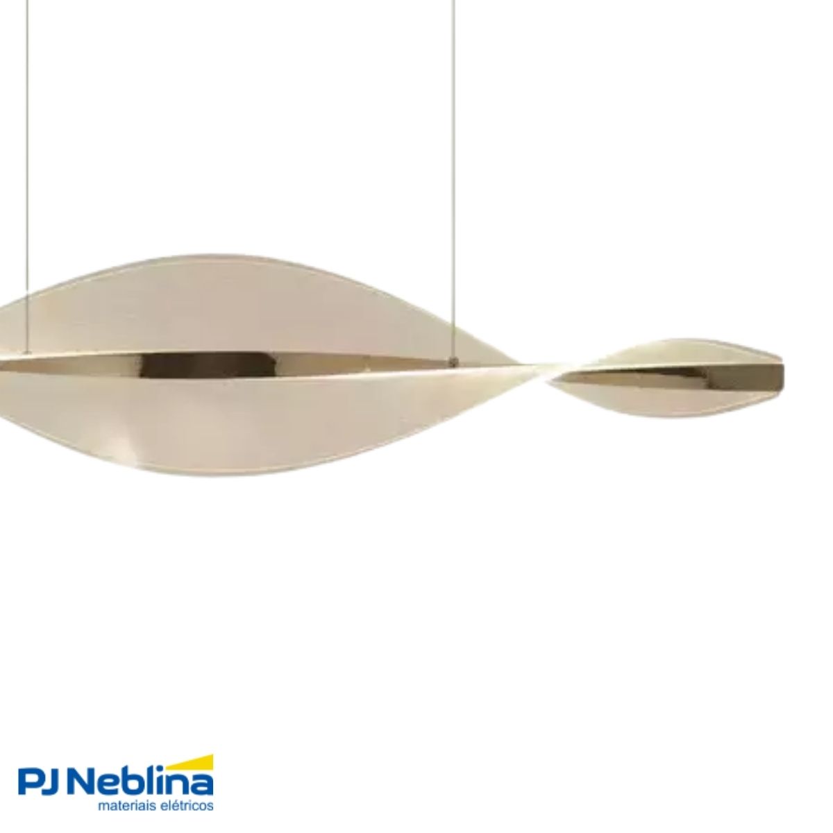 Luminária Pendente Led Sobrepor Horizontal Leaf Dourado 20W Bivolt 3000K Branco Quente 940Lm - Hevvy