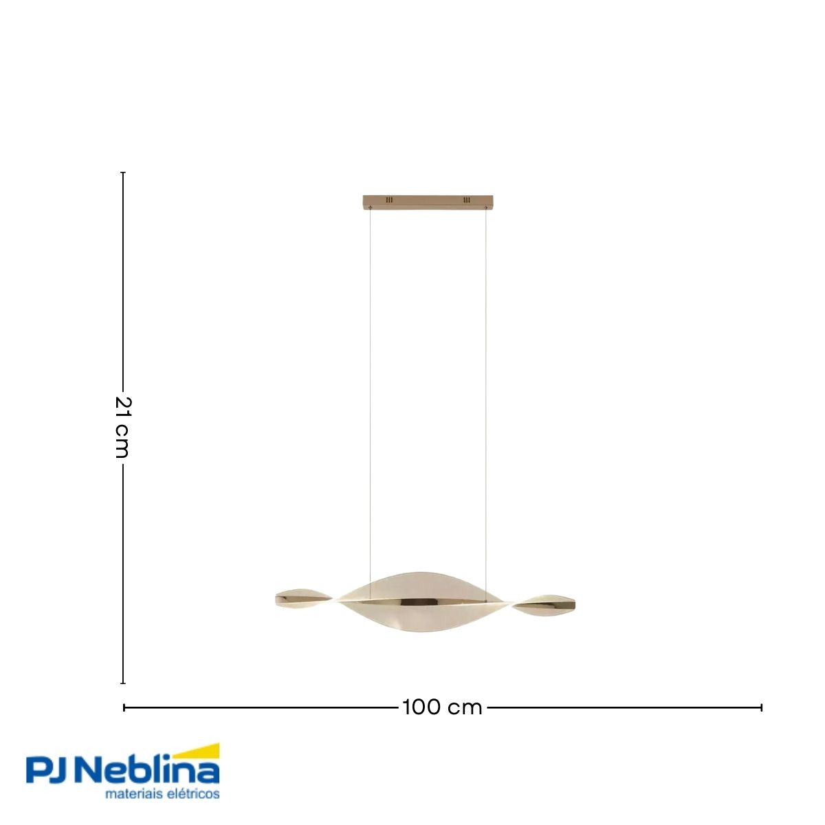 Luminária Pendente Led Sobrepor Horizontal Leaf Dourado 20W Bivolt 3000K Branco Quente 940Lm - Hevvy