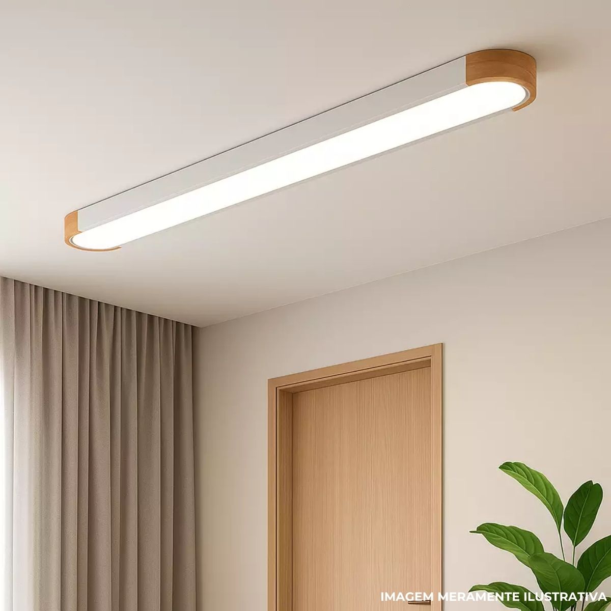 Luminaria Plafon Led Sobrepor Woodbury Madeira/bc 42w Bivolt