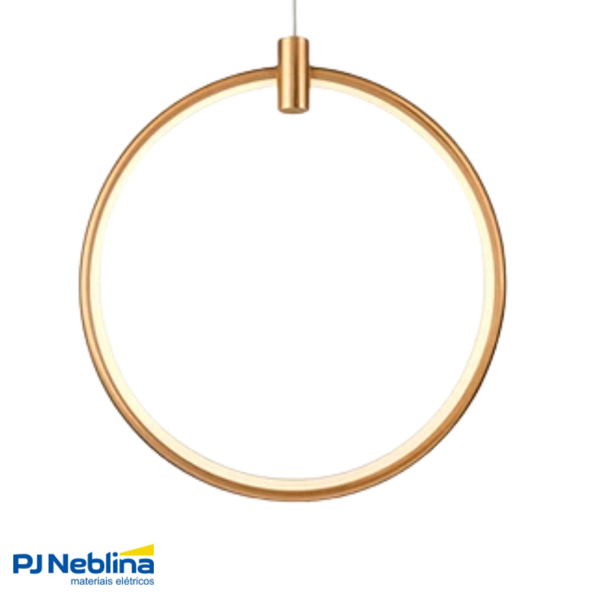 Luminária Pendente Led Sobrepor Millennium Redondo Dourado 10W Bivolt 3000K Branco Quente 1000Lm - Hevvy