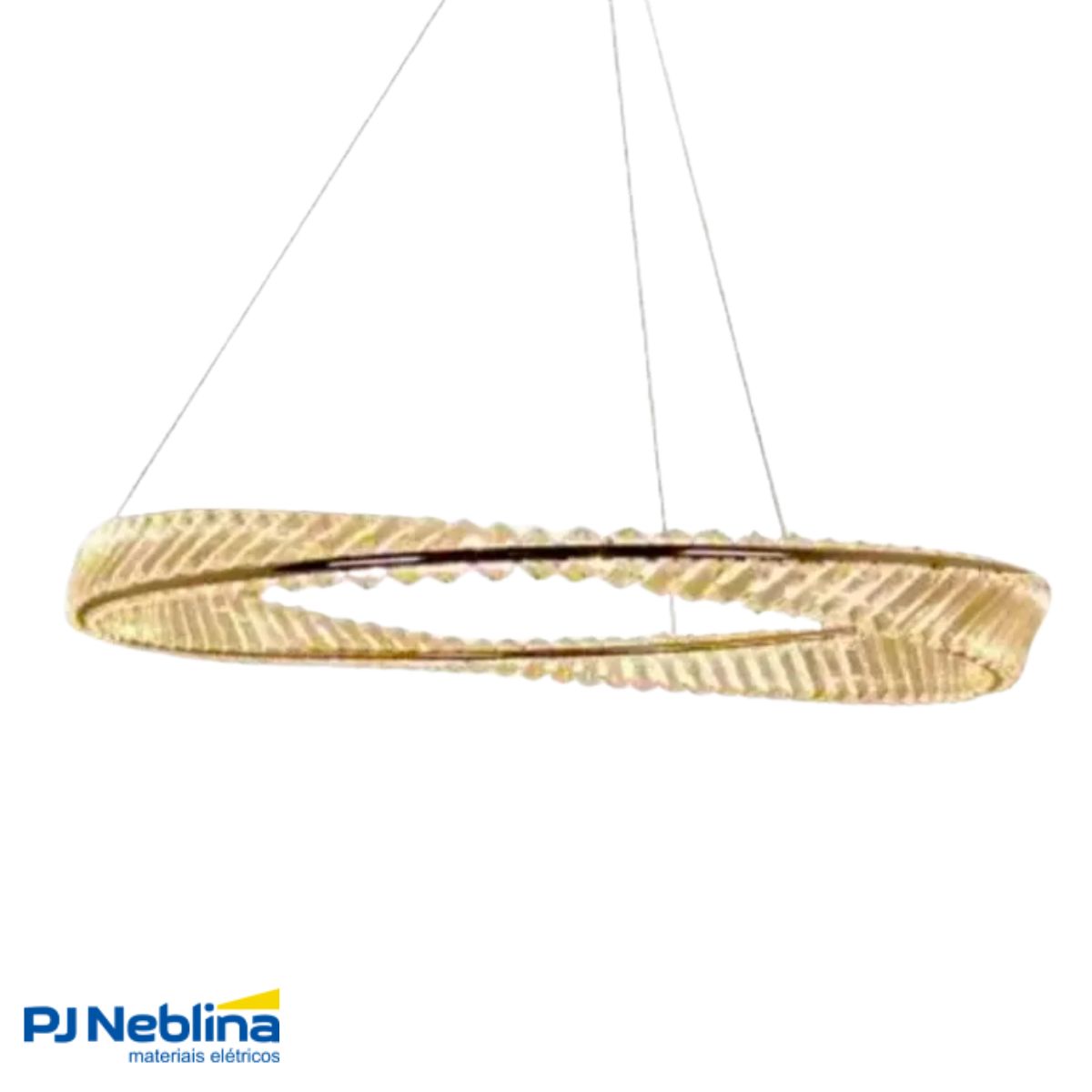 Luminária Pendente Led Sobrepor Voyager Cromado/Transparente 34W Bivolt 3000K Branco Quente 3400Lm - Hevvy