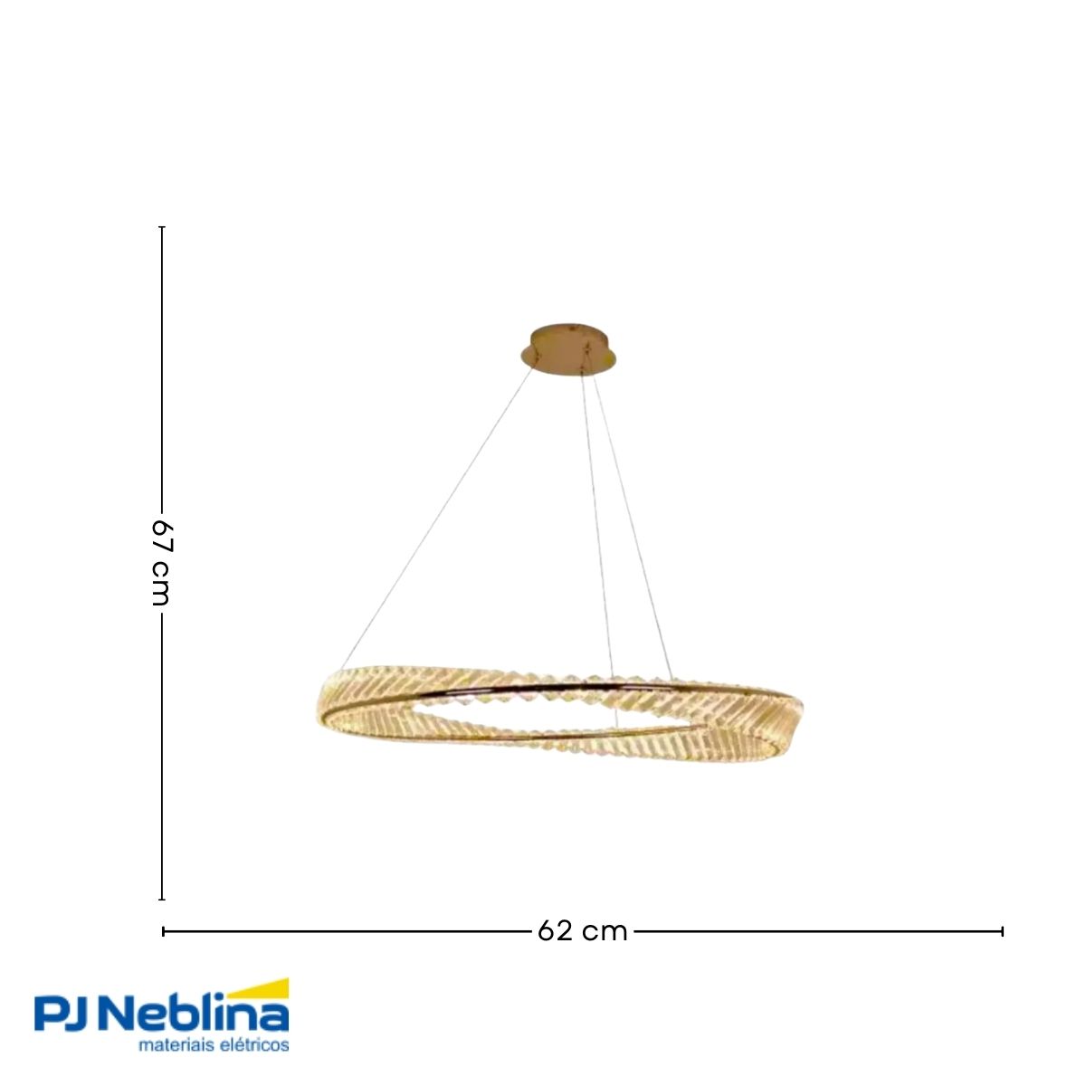 Luminária Pendente Led Sobrepor Voyager Cromado/Transparente 34W Bivolt 3000K Branco Quente 3400Lm - Hevvy