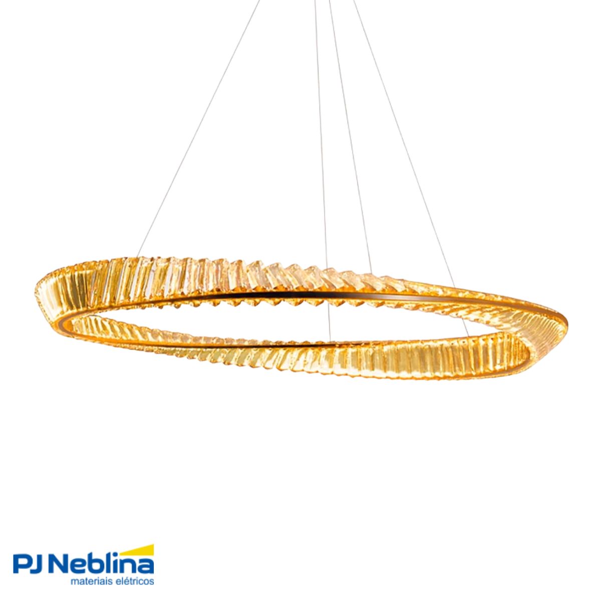 Luminária Pendente Led Sobrepor Voyager Dourado/Transparente 46W Bivolt 3000K-6500K/Rgb Branco Quente 4600Lm - Hevvy