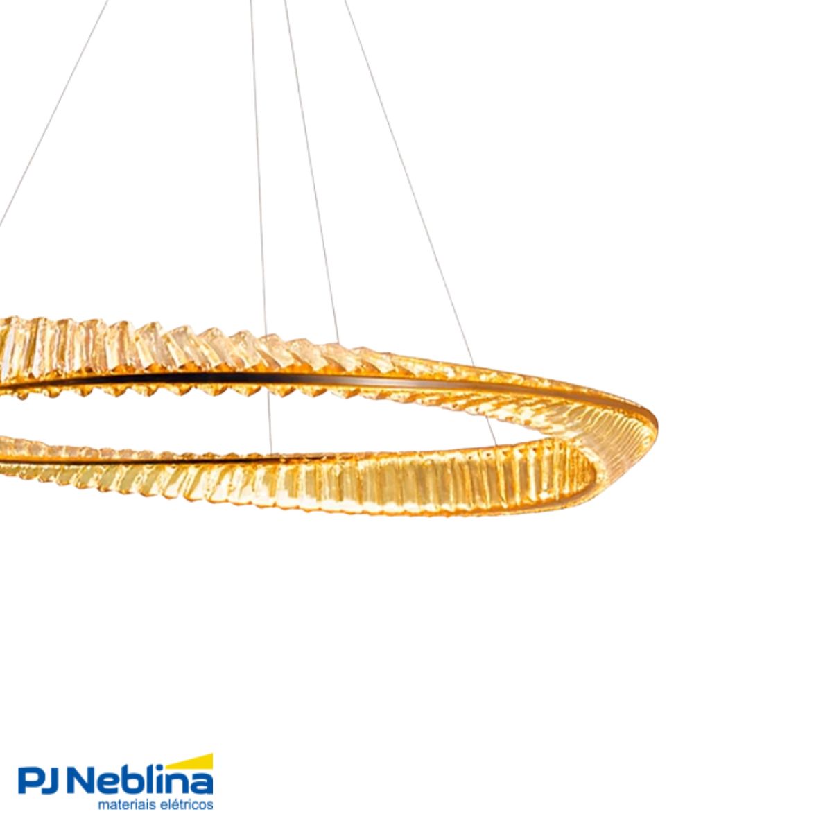 Luminária Pendente Led Sobrepor Voyager Dourado/Transparente 46W Bivolt 3000K-6500K/Rgb Branco Quente 4600Lm - Hevvy