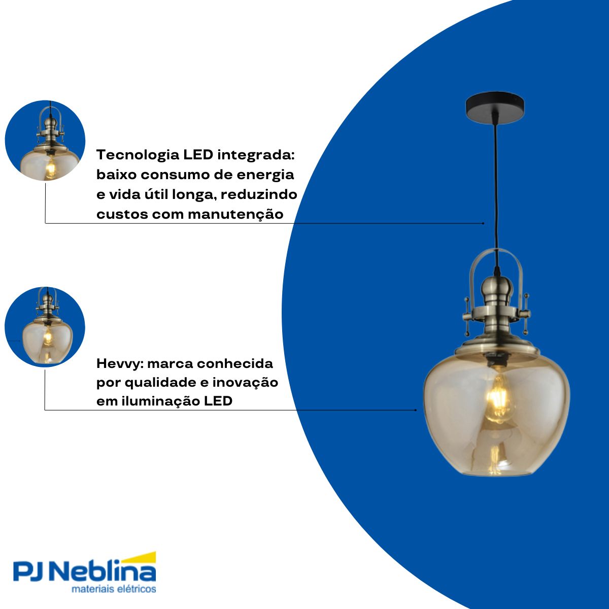 Luminária Pendente Led Aisha Fume E27 Bivolt - Hevvy