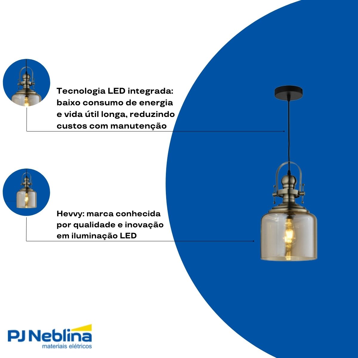 Luminária Pendente Led Aisha Fume E27 Bivolt - Hevvy