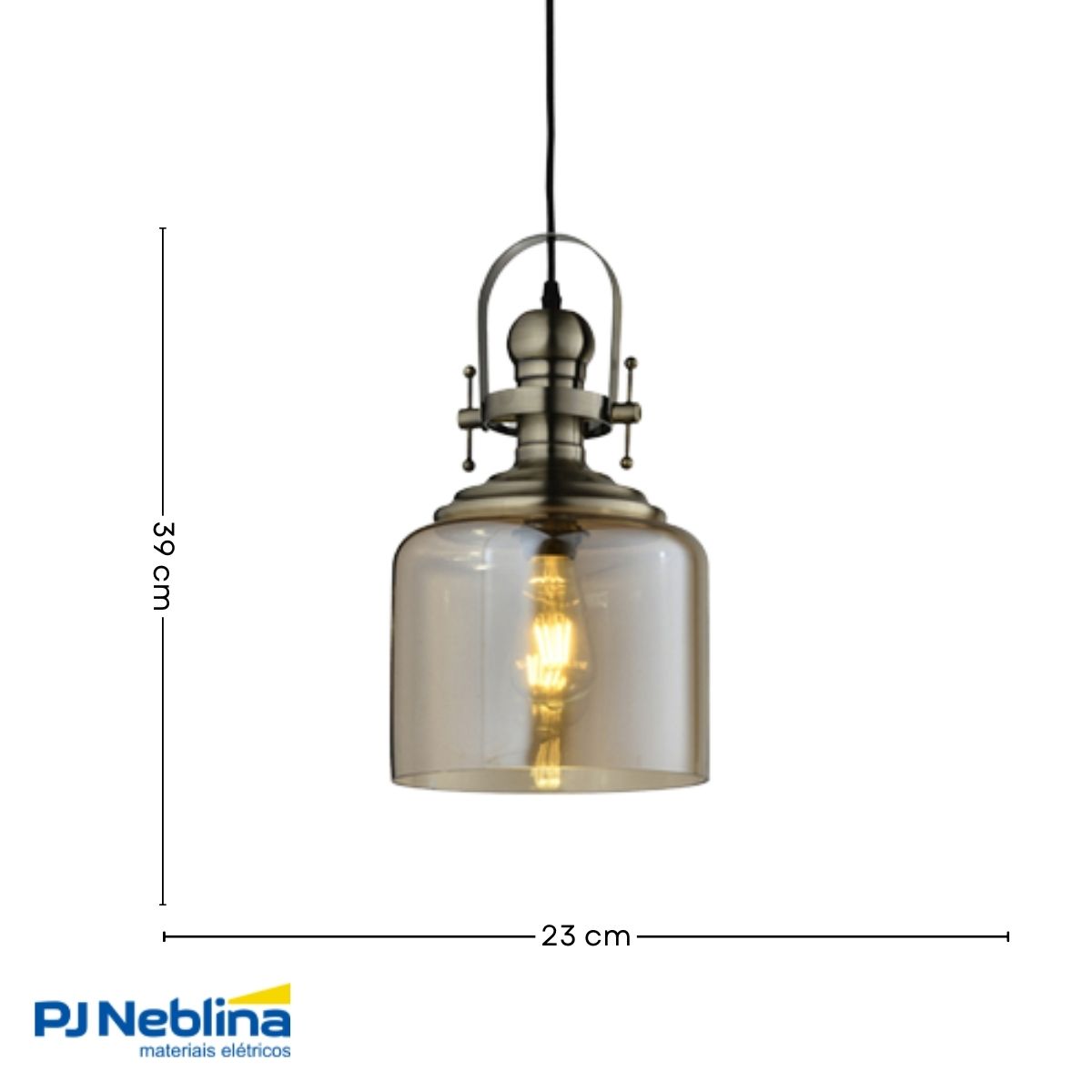 Luminária Pendente Led Aisha Fume E27 Bivolt - Hevvy