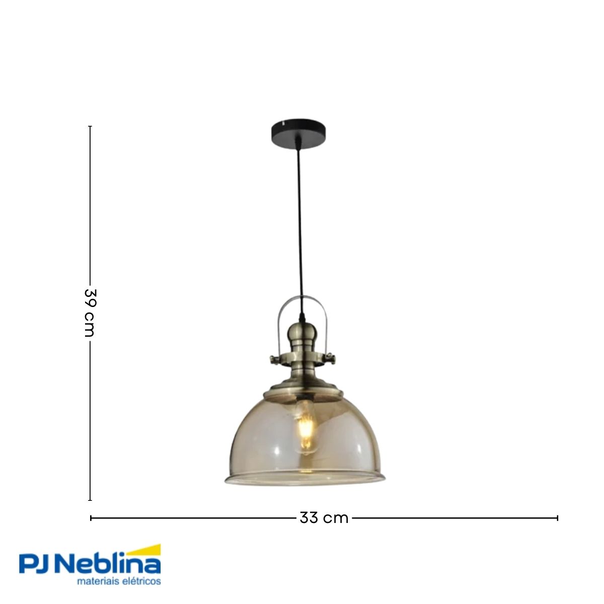 Luminária Pendente Led Aisha Ambar E27 Bivolt - Hevvy