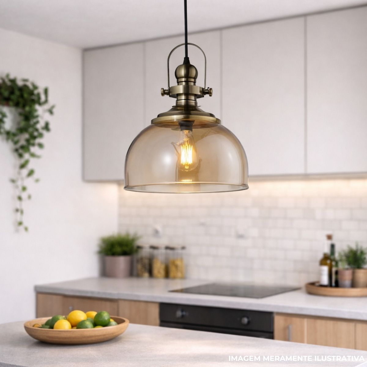 Luminária Pendente Led Aisha Ambar E27 Bivolt - Hevvy