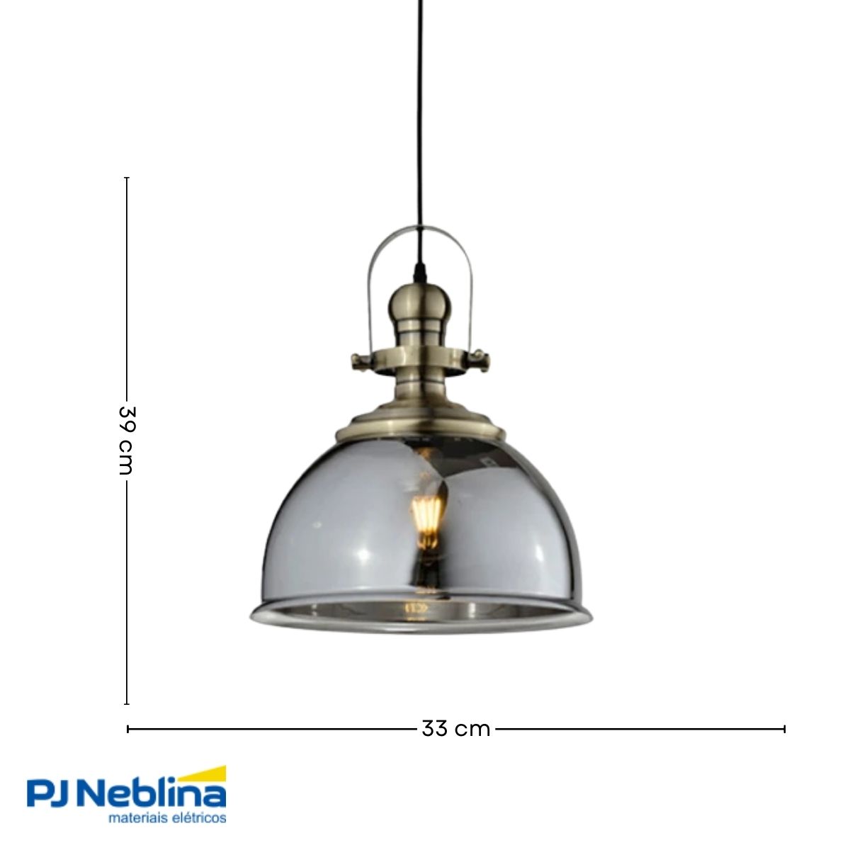 Luminária Pendente Led Aisha Fume E27 Bivolt - Hevvy