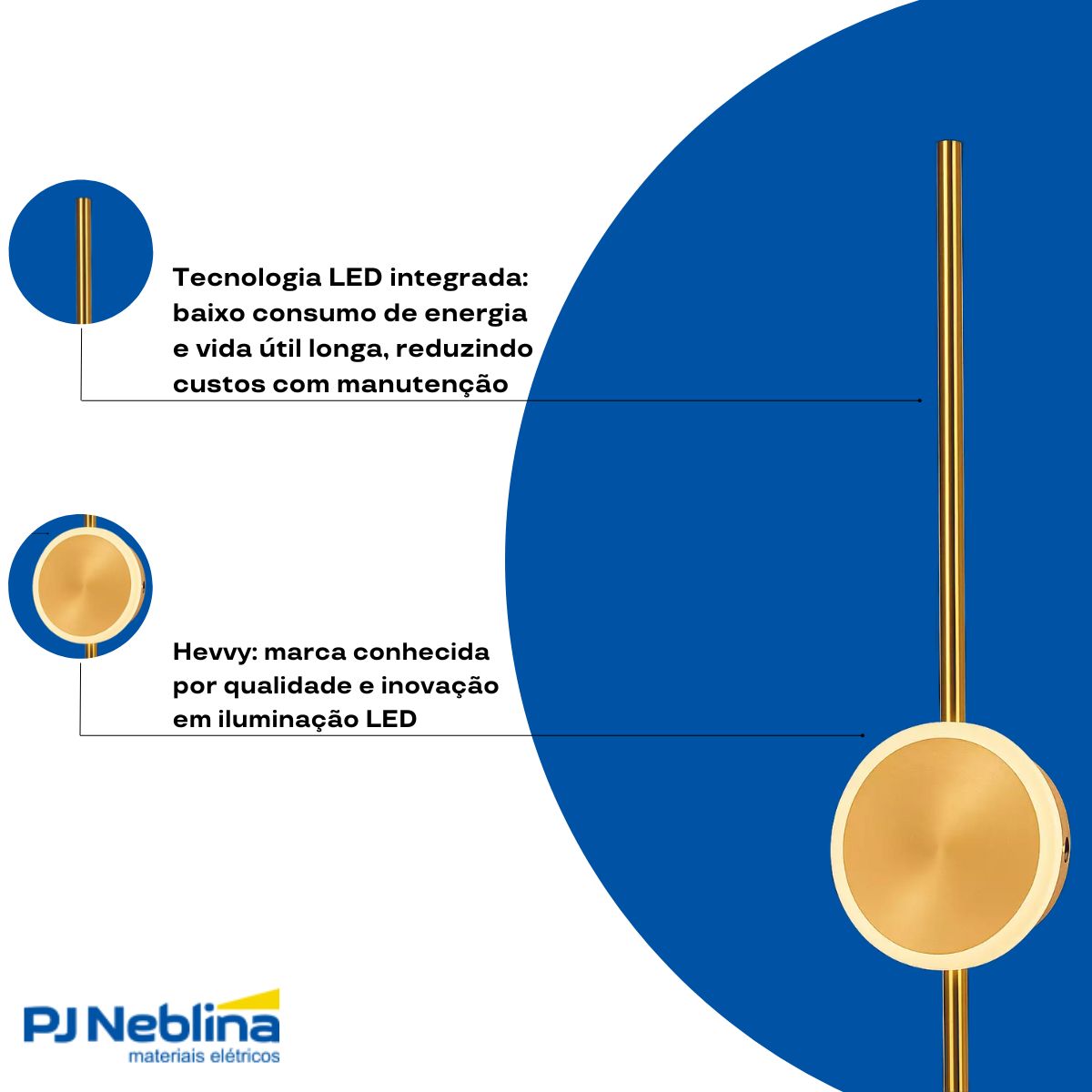 Luminaria Arandela Led Sobrepor Katana Dourado 18w Bivolt 30