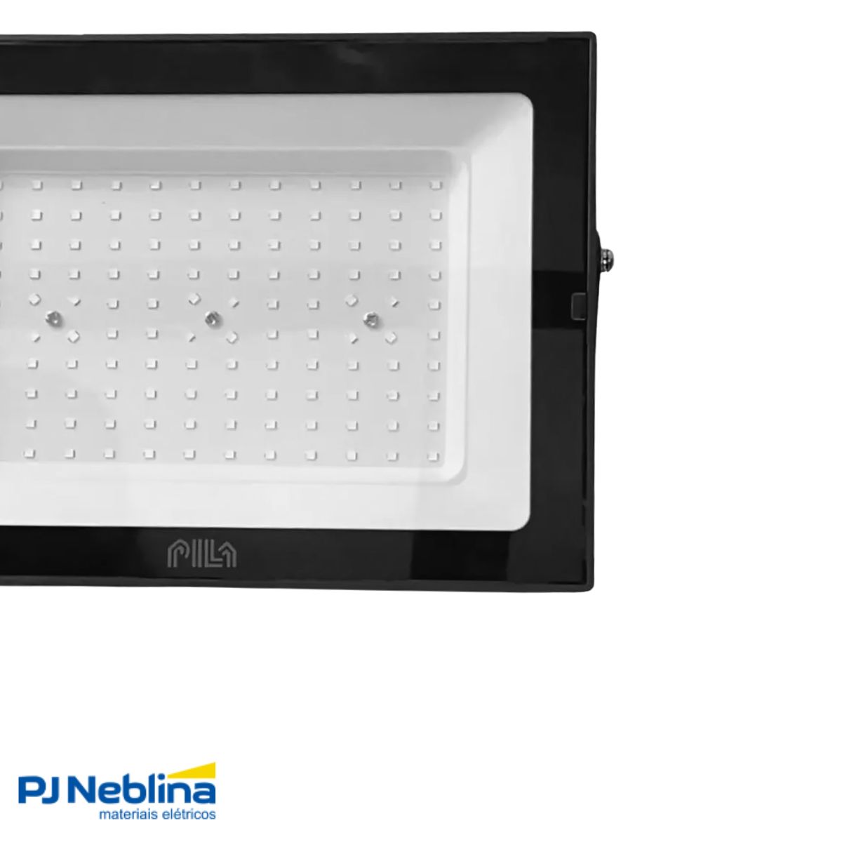 Luminária Refletor Led Retangular Sobrepor Preto 200W Bivolt 6500K Branco Frio 13000Lm Difusor Vidro Temperado Ip65 - Pila