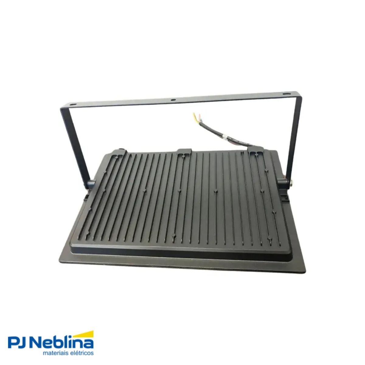 Luminária Refletor Led Retangular Sobrepor Preto 200W Bivolt 6500K Branco Frio 13000Lm Difusor Vidro Temperado Ip65 - Pila
