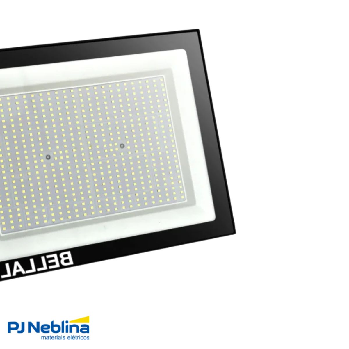 Luminária Refletor Led Retangular Sobrepor Preto 300W Bivolt 6500K Branco Frio 24000Lm Difusor Vidro Temperado C/Protetor Surto 2Kv Ip65 - Bellalux
