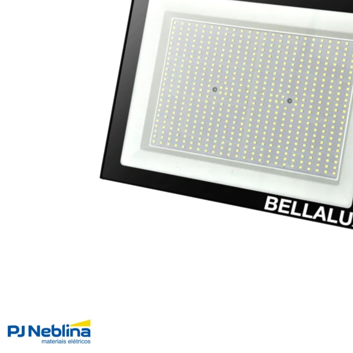 Luminária Refletor Led Retangular Sobrepor Preto 300W Bivolt 6500K Branco Frio 24000Lm Difusor Vidro Temperado C/Protetor Surto 2Kv Ip65 - Bellalux