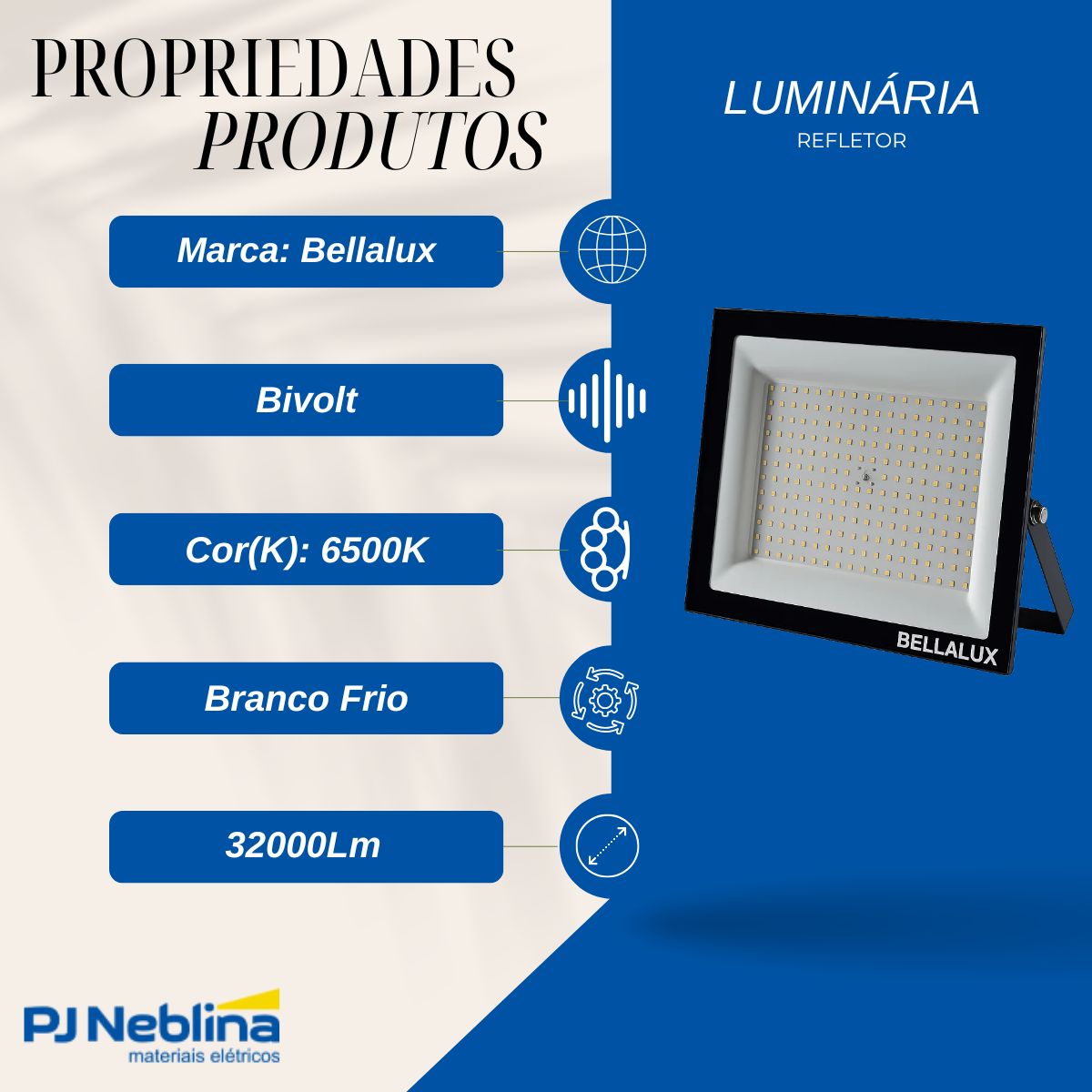 Luminária Refletor Led Retangular Sobrepor Preto 400W Bivolt 6500K Branco Frio 32000Lm Difusor Vidro Temperado C/Protetor Surto 2Kv Ip65 - Bellalux