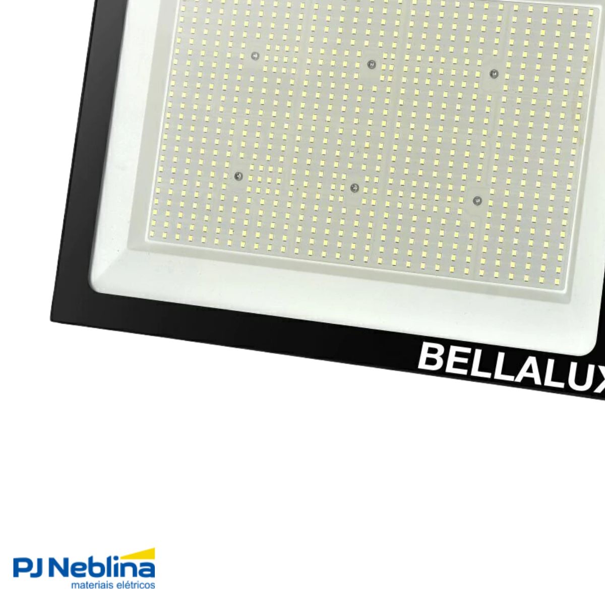 Luminária Refletor Led Retangular Sobrepor Preto 500W Bivolt 6500K Branco Frio 40000Lm Difusor Vidro Temperatura C/Protetor Surto 2Kv Ip65 - Bellalux