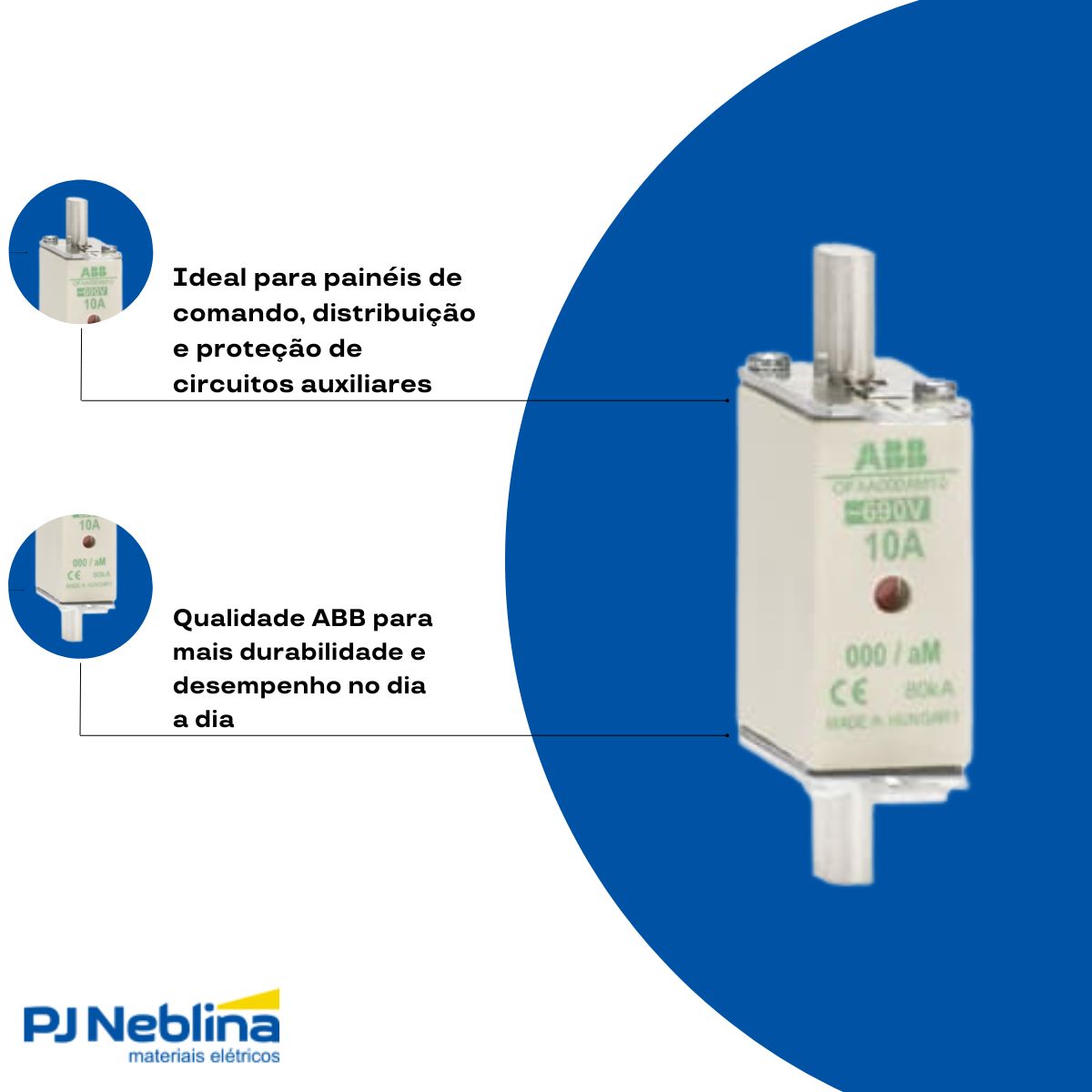 Fusível Nh Hrc Rápido Amarelo 2A 690V 80Ka T-000 - Abb