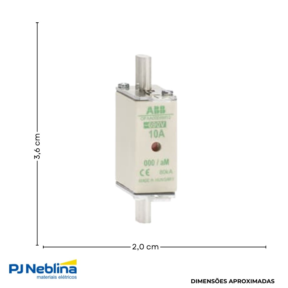Fusível Nh Hrc Rápido Amarelo 2A 690V 80Ka T-000 - Abb