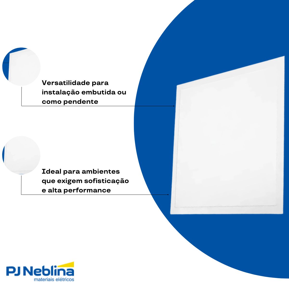 Luminária Painel Led Embutir Quadrado Branco 60W Bivolt 6500K Branco Frio 4800Lm Difusor Acrílico - Avant