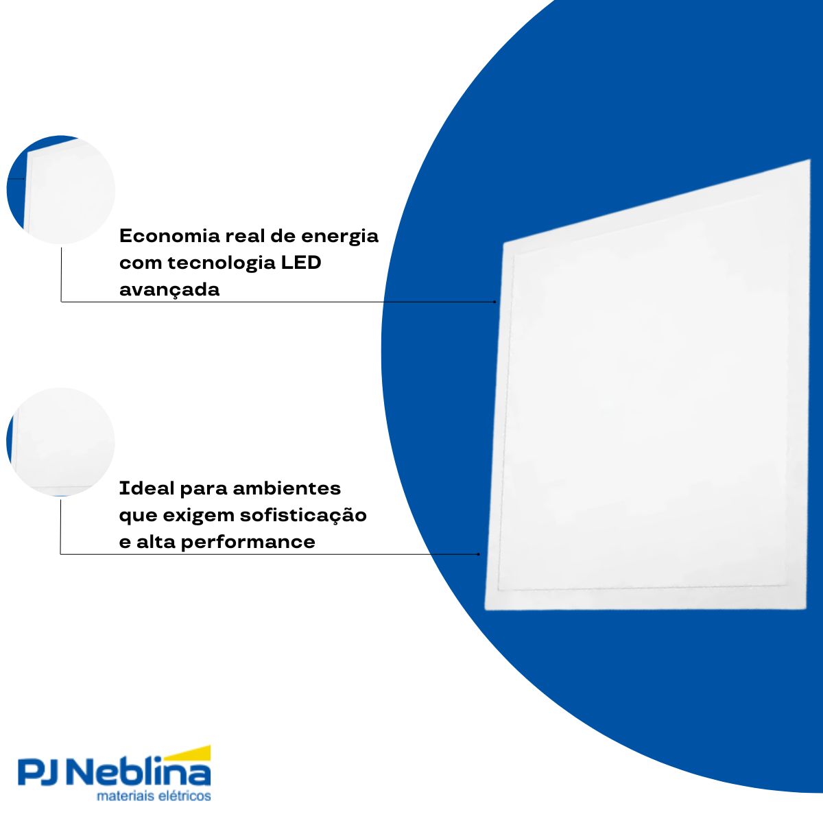 Luminária Painel Led Embutir quadrado Bc 60W Bivolt 3000K Branco Quente 4800Lm Difusor Acrílico - Avant