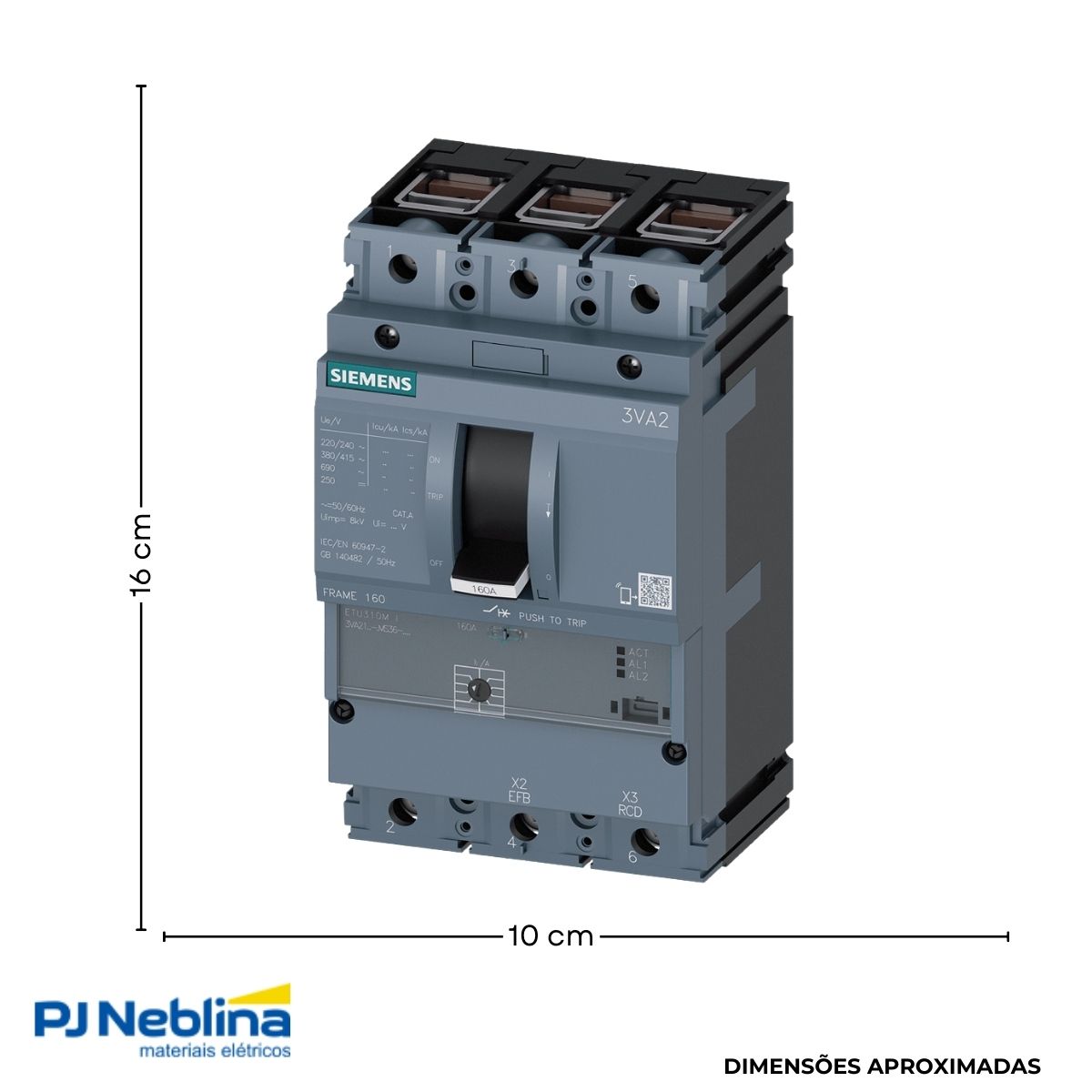 Disjuntor Caixa Moldada Tripolar 70-100A 70Ka 380/415V 50/60Hz - Siemens