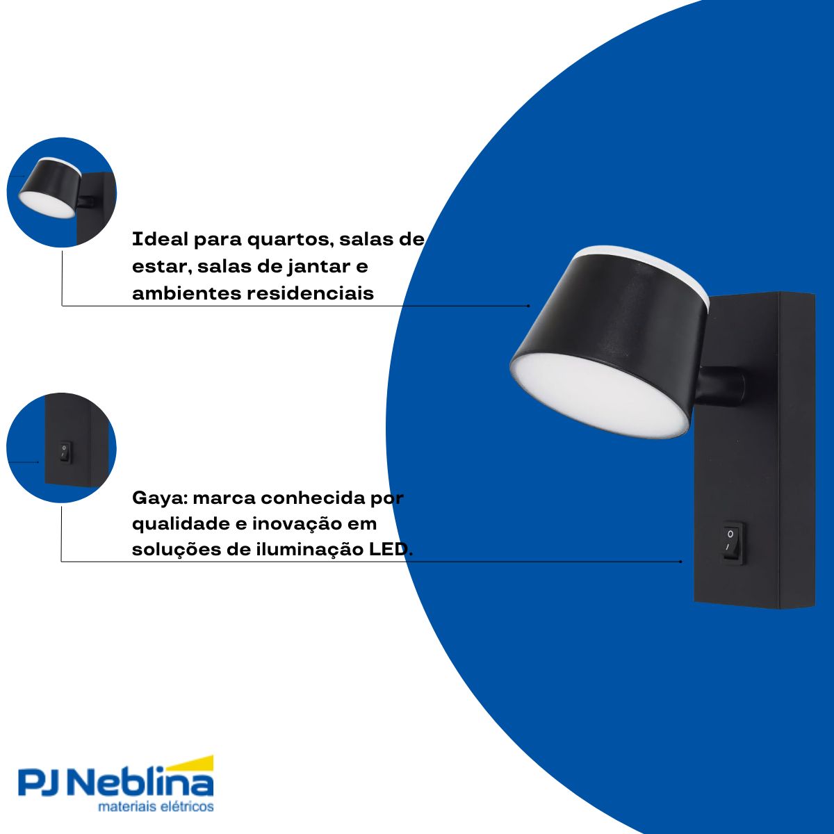 Luminaria Arandela Led Sobrepor Pt 7w Bivolt 3000k Branco Qu
