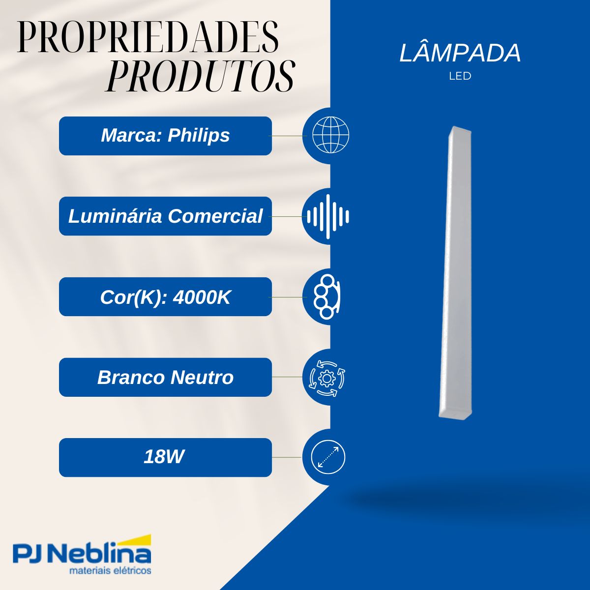 Luminária Linear Led Sobrepor/Pendente Slim Branco 18W 220-240V 4000K Branco Neutro 2500Lm Difusor Policarbonato - Philips