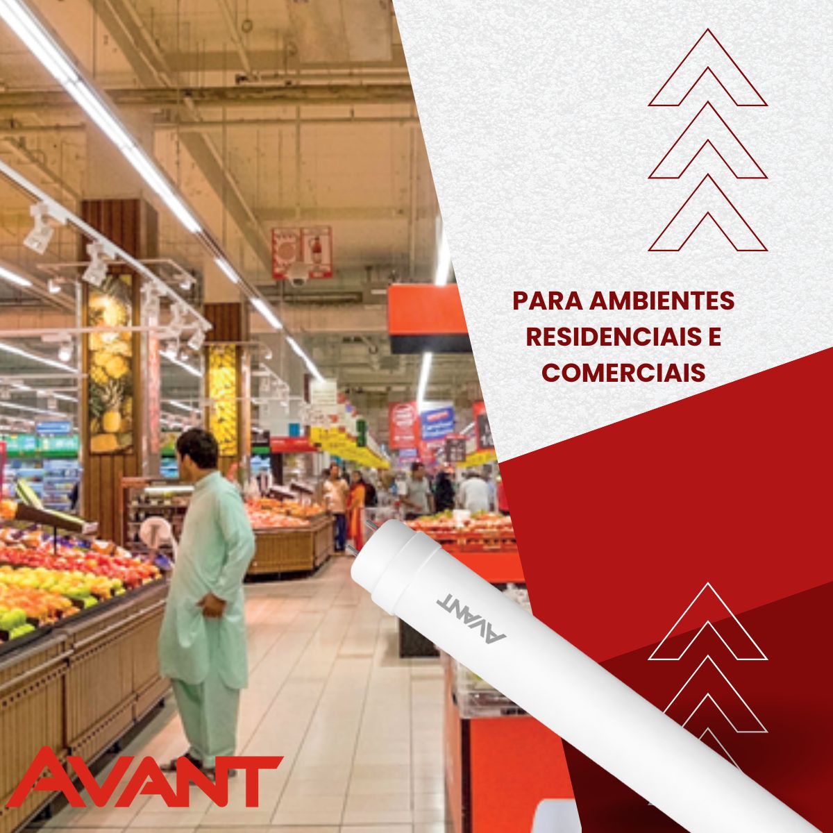 Lâmpada Led Tubular T8 9w Bivolt G13 6500k Branco Frio Luz B - Avant