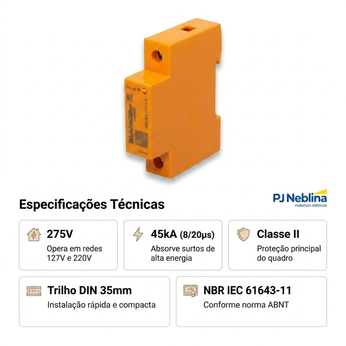 Protetor Surto Dps Monobloco 275V 45Ka Classe Ii - Conexel