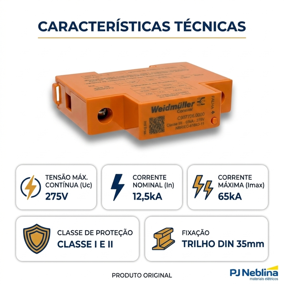 Protetor Surto Dps Monobloco 275V 12,5/65Ka Classe I E Ii - Conexel